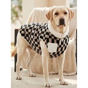 Size Large Boots & Barkley Sherpa Black & White Checkerboard Dog Jacket